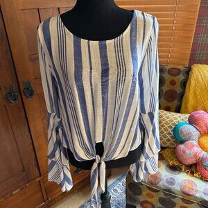 Altar'd State Long Sleeve Striped Tie-Hem Blouse Size XS